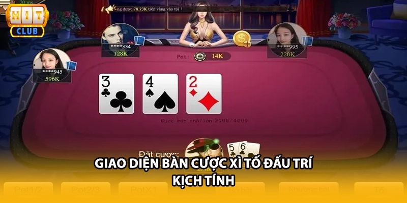 Giao diện bàn cược Xì Tố đấu trí kịch tính