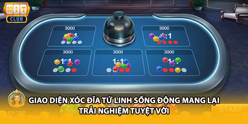 Giao diện xóc đĩa tứ linh sống động mang lại trải nghiệm tuyệt vời
